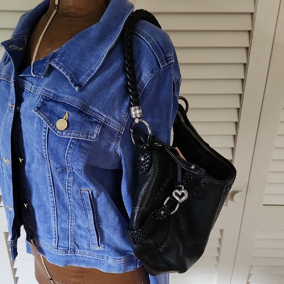 Vintage Brighton Black Hobo Bag with Woven Detailing - Picture 15 of 15